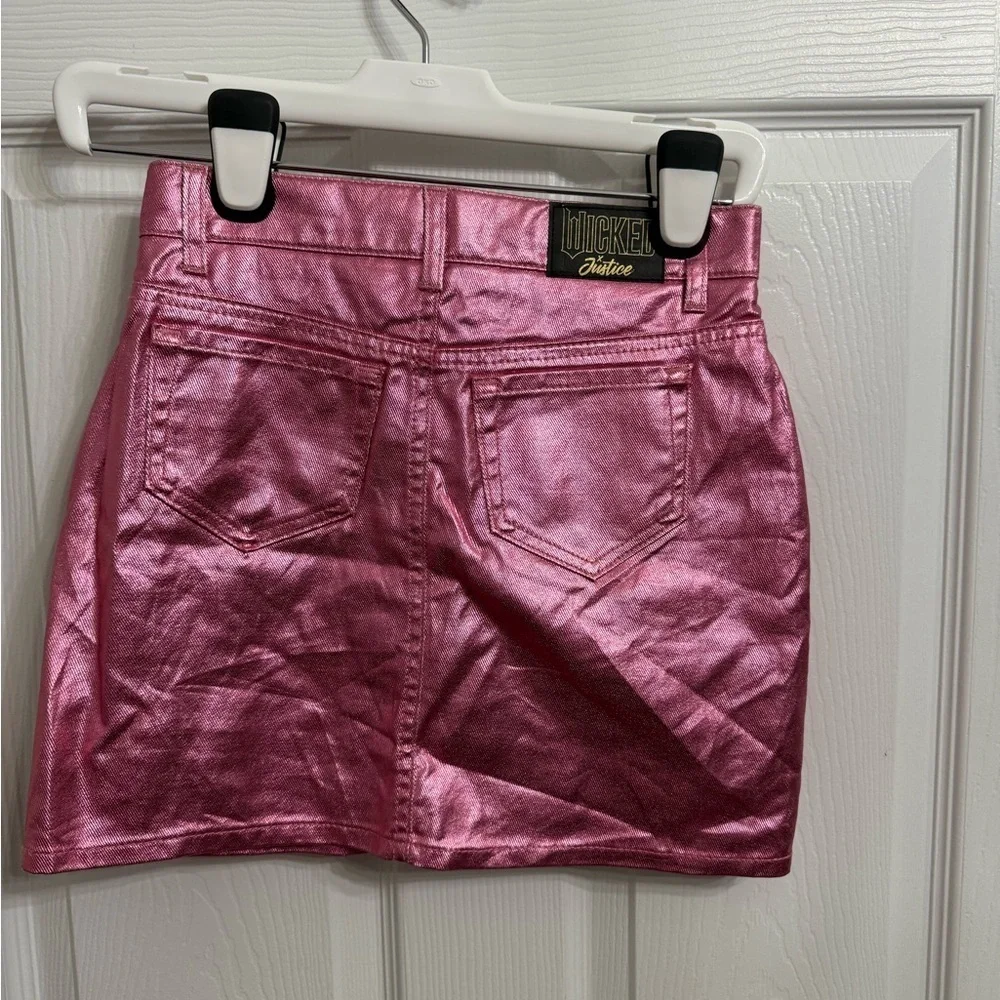 Metallic Pink High Rise Skirt Y2K Wicked x Justice girls size 12 Glinda